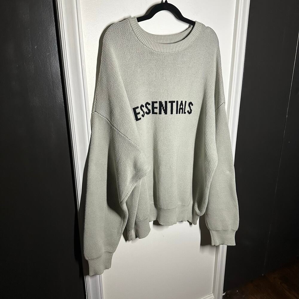Fear of God Essentials Men's FW21 Knit Pullover Sweater Green Concrete Size XXL - Picture 4 of 16